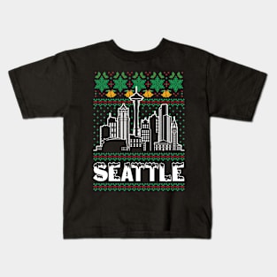 Seattle Washington Ugly Christmas Kids T-Shirt